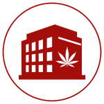 Cannabis leaf on building icon