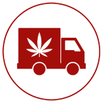 Cannabis leaf on truck icon