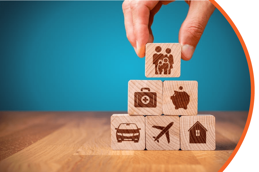 OurInsuranceCompanies wood building blocks with icons