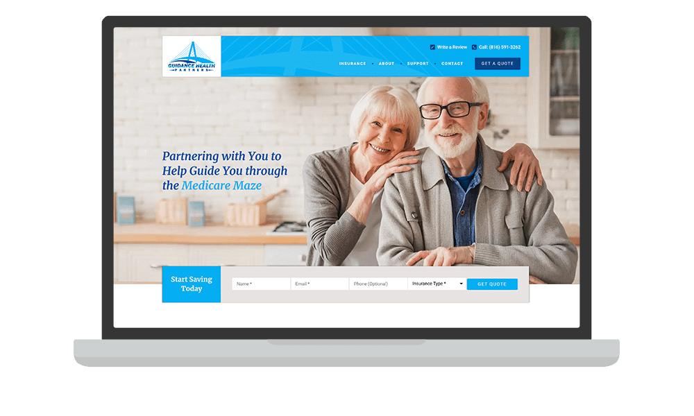 Desktop View of BrightFire Insurance Agency Website for Guidance Health Partners