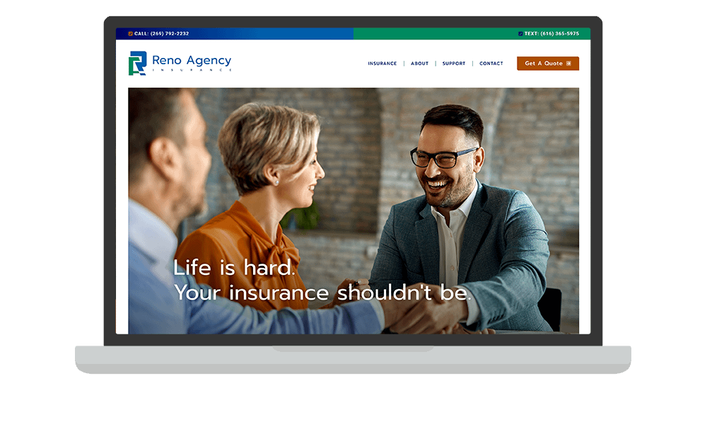 Desktop View of BrightFire Insurance Agency Website for Reno Agency Insurance