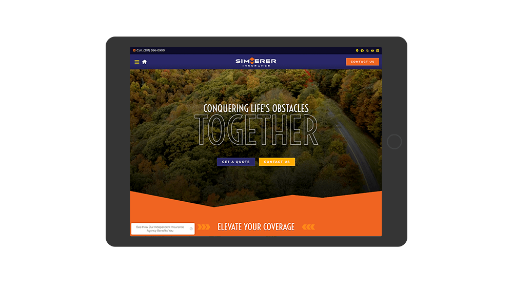 Tablet View of BrightFire Insurance Agency Website for Simmerer Insurance