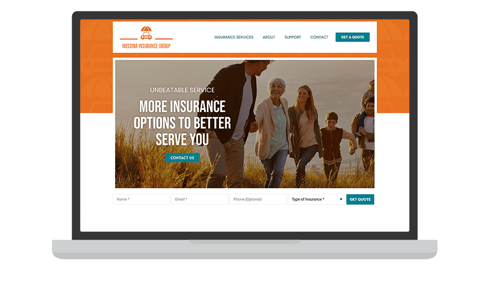 Desktop View of BrightFire Insurance Agency Website for Messina Insurance Group