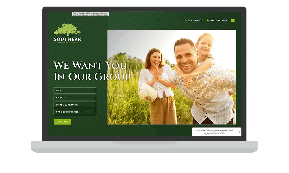 Desktop View of BrightFire Insurance Agency Website for Southern Insurance Group