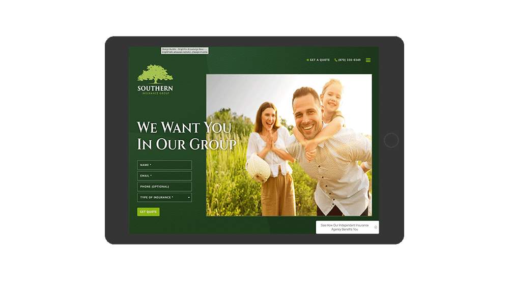 Tablet View of BrightFire Insurance Agency Website for Southern Insurance Group