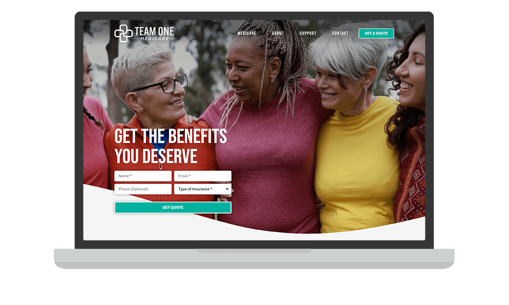 Desktop View of BrightFire Insurance Agency Website for Team One Medicare