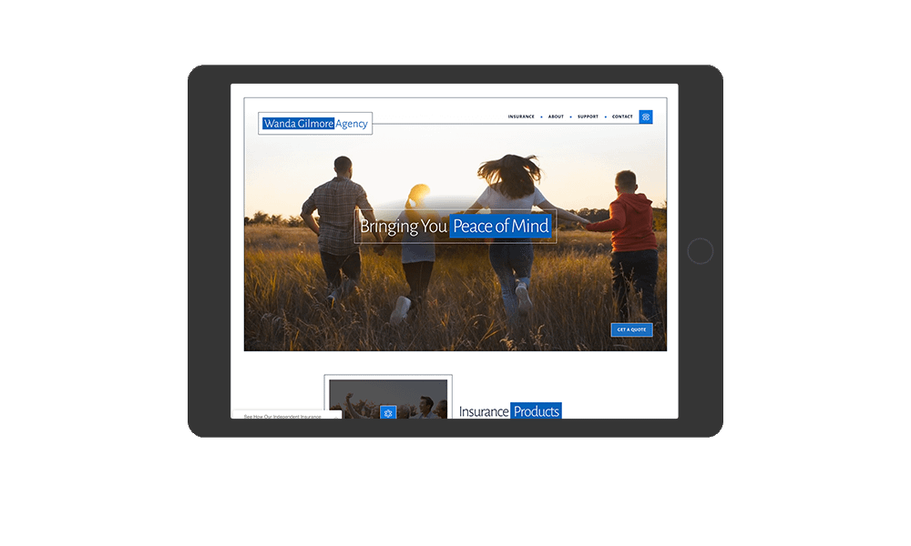 website image on tablet