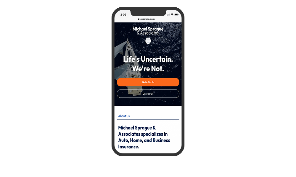 website image on phone