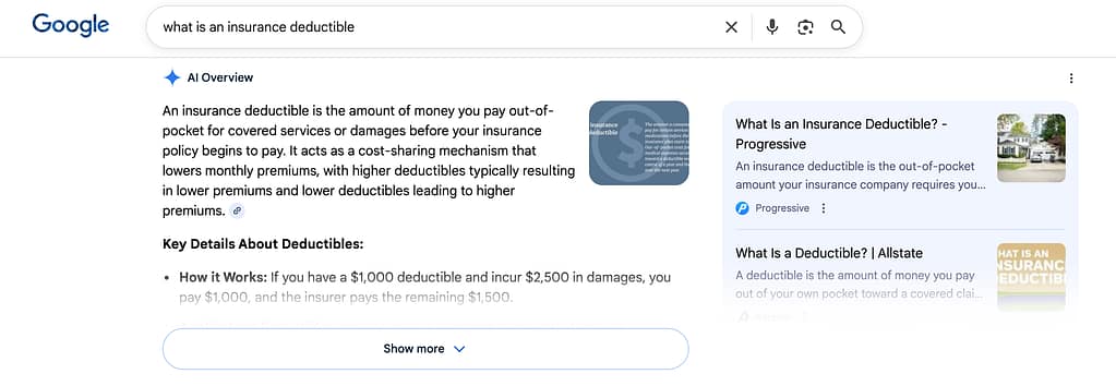 Screenshot example of AI Overview answer.