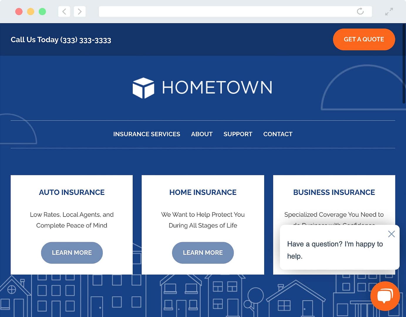 Example of Live Chat prompt on a website