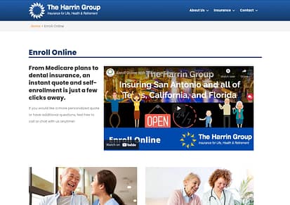 Webpage dedicated to helping visitors enroll online for medicare.