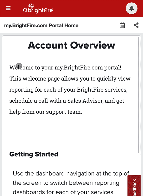 Screen capture to select dashboard on my.brightfire.com
