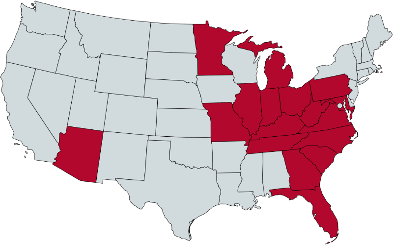 Mitchell Insurance Agency Service Areas map