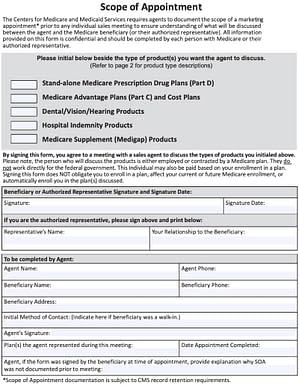 Picture of Scope of Appointment document