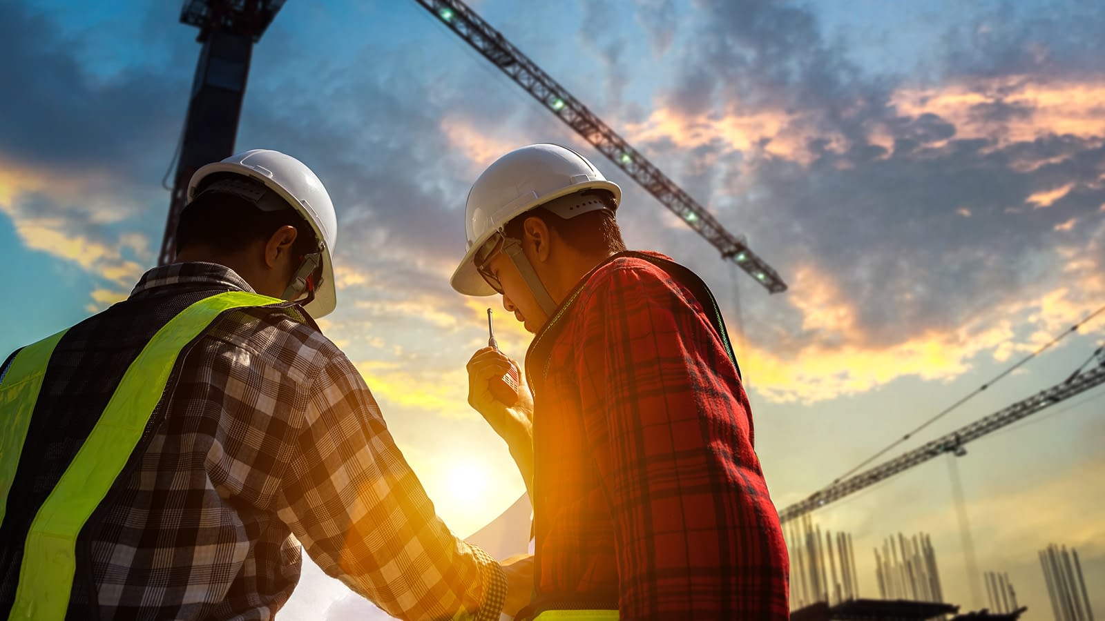 two men two men on construction site