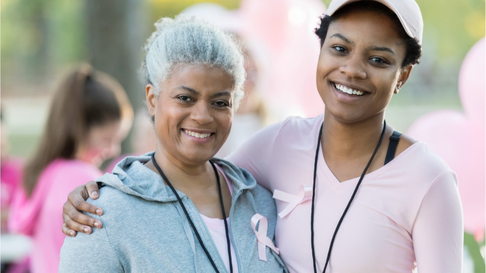 Oct 7 blog Woman and her mom celebrating surviving breast cancer
