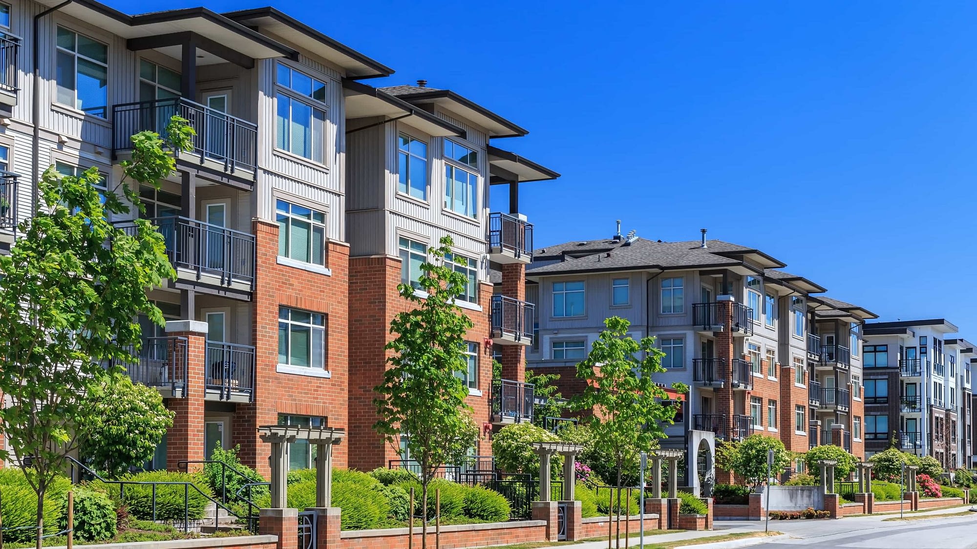 Exterior view of new condominiums.
