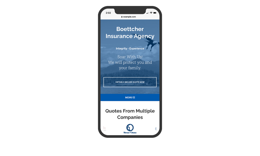 Smartphone View of BrightFire Insurance Agency Website for Boettcher Insurance Agency