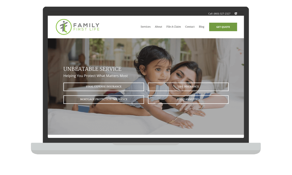 Desktop View of BrightFire Insurance Agency Website for Family First Life