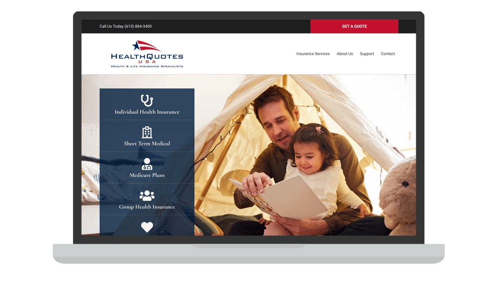 Desktop View of BrightFire Insurance Agency Website for Health Quotes USA