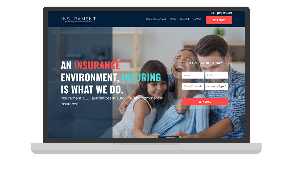 Desktop View of BrightFire Insurance Agency Website for Insurament, LLC