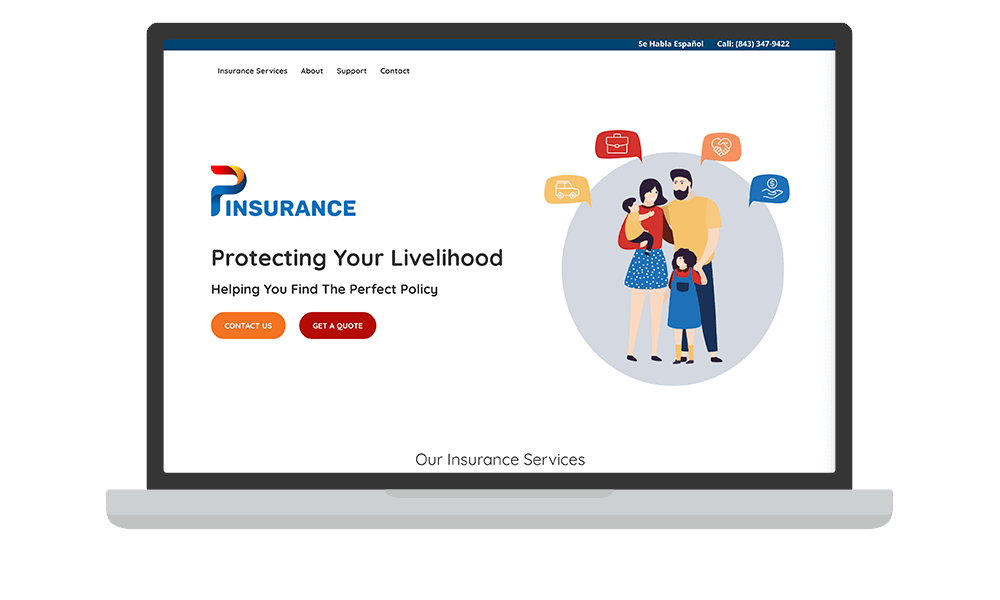 Desktop View of BrightFire Insurance Agency Website for Pinsurance