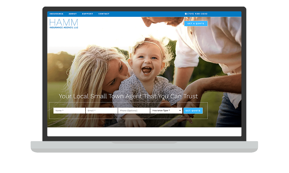 Desktop View of BrightFire Insurance Agency Website for Hamm Insurance Agency, LLC