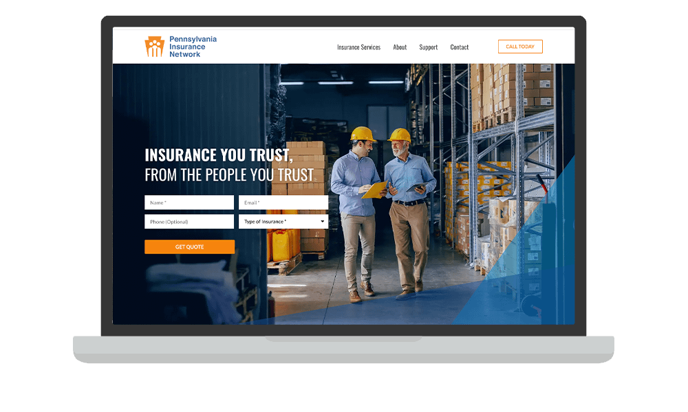 Desktop View of BrightFire Insurance Agency Website for Pennsylvania Insurance Network