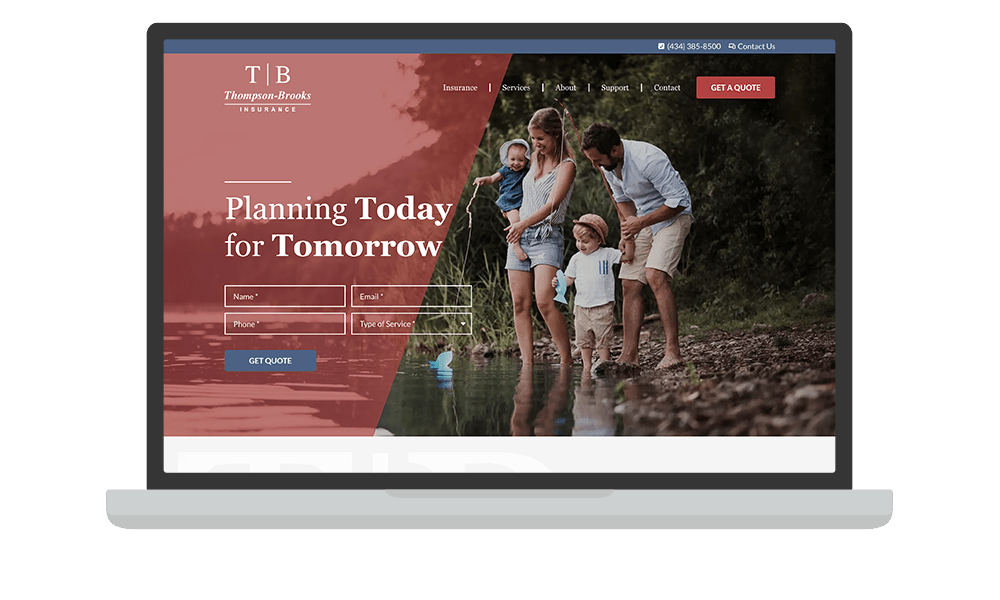 Desktop View of BrightFire Insurance Agency Website for Thompson-Brooks Insurance