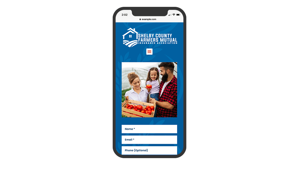 Smartphone View of BrightFire Insurance Agency Website for Shelby County Farmers Mutual Insurance Association