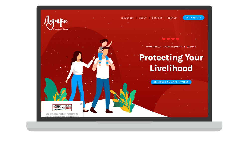 Desktop View of BrightFire Insurance Agency Website for Agape Insurance Group
