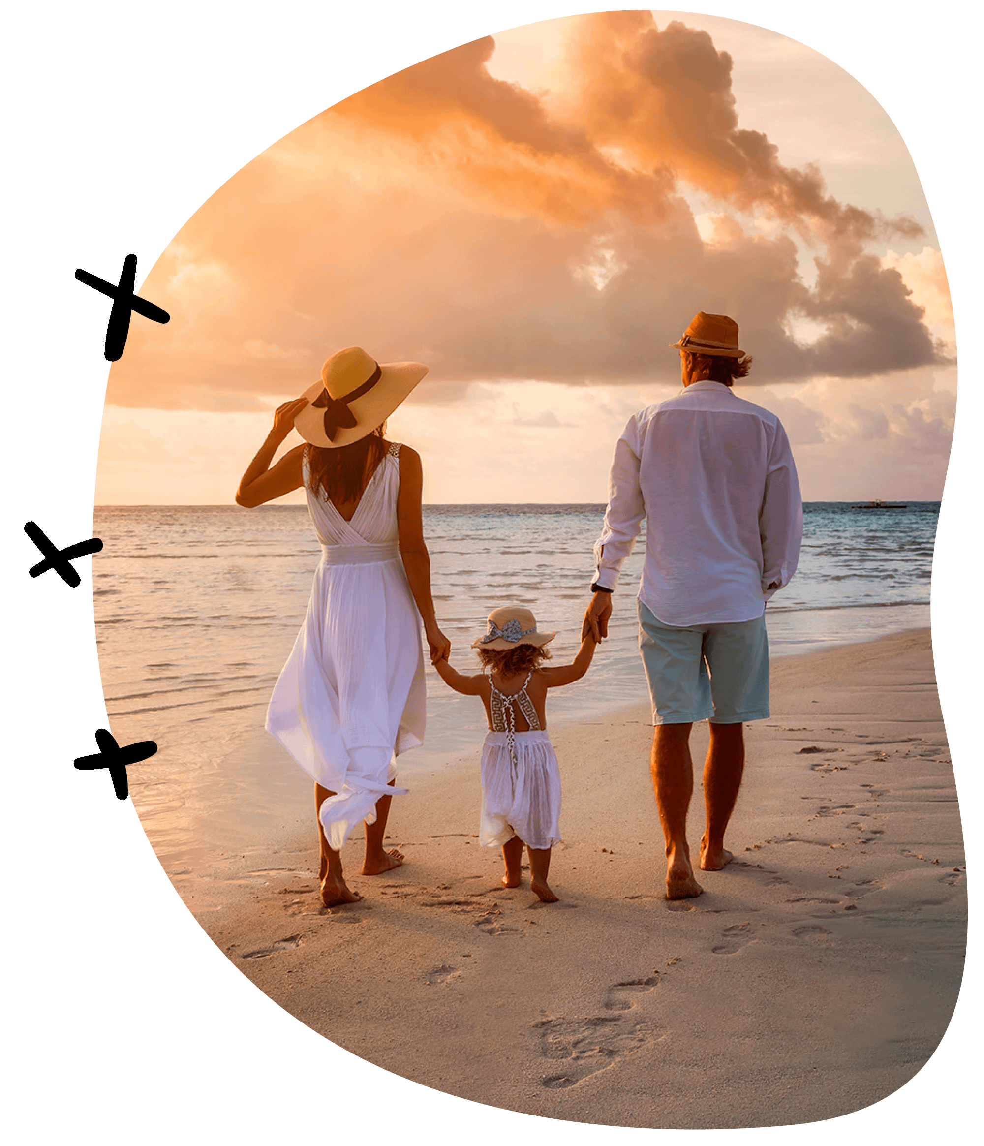 family walking on beach