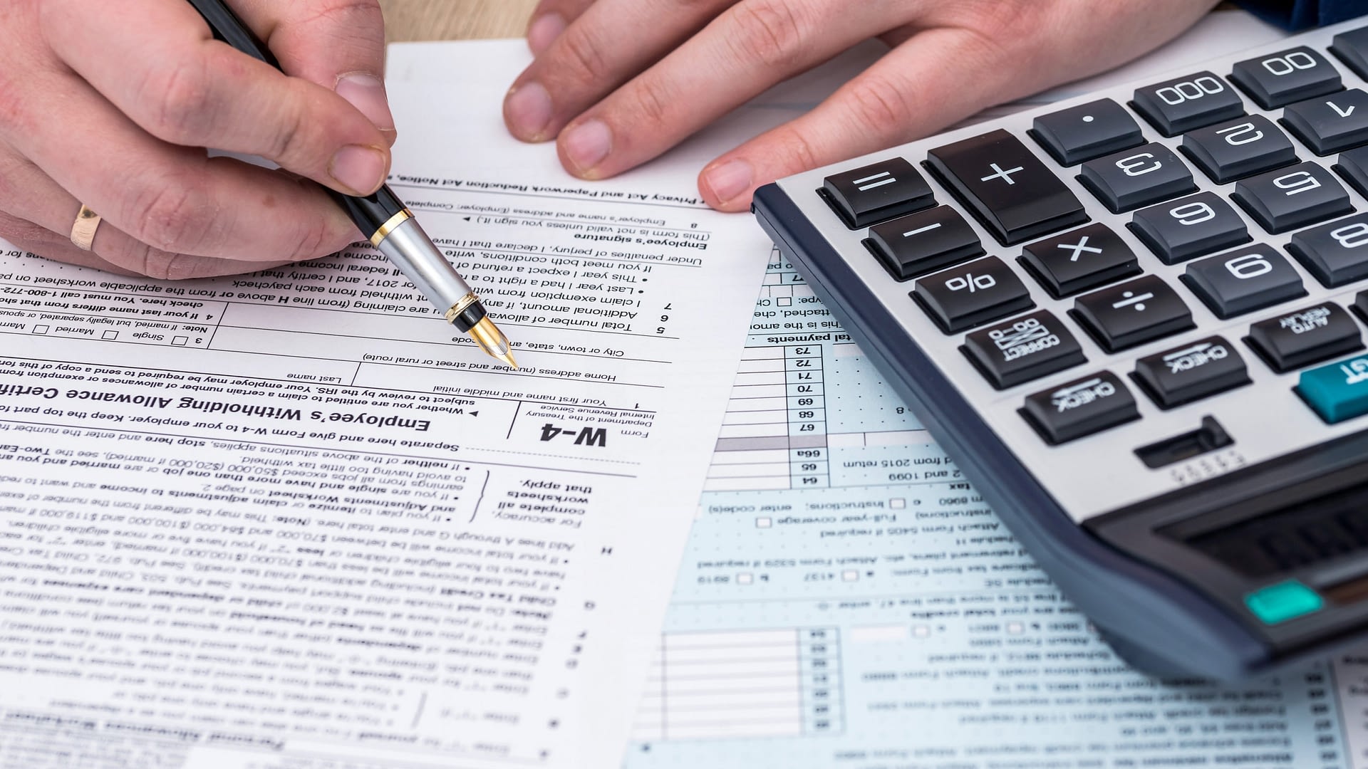Close-up of tax documents.