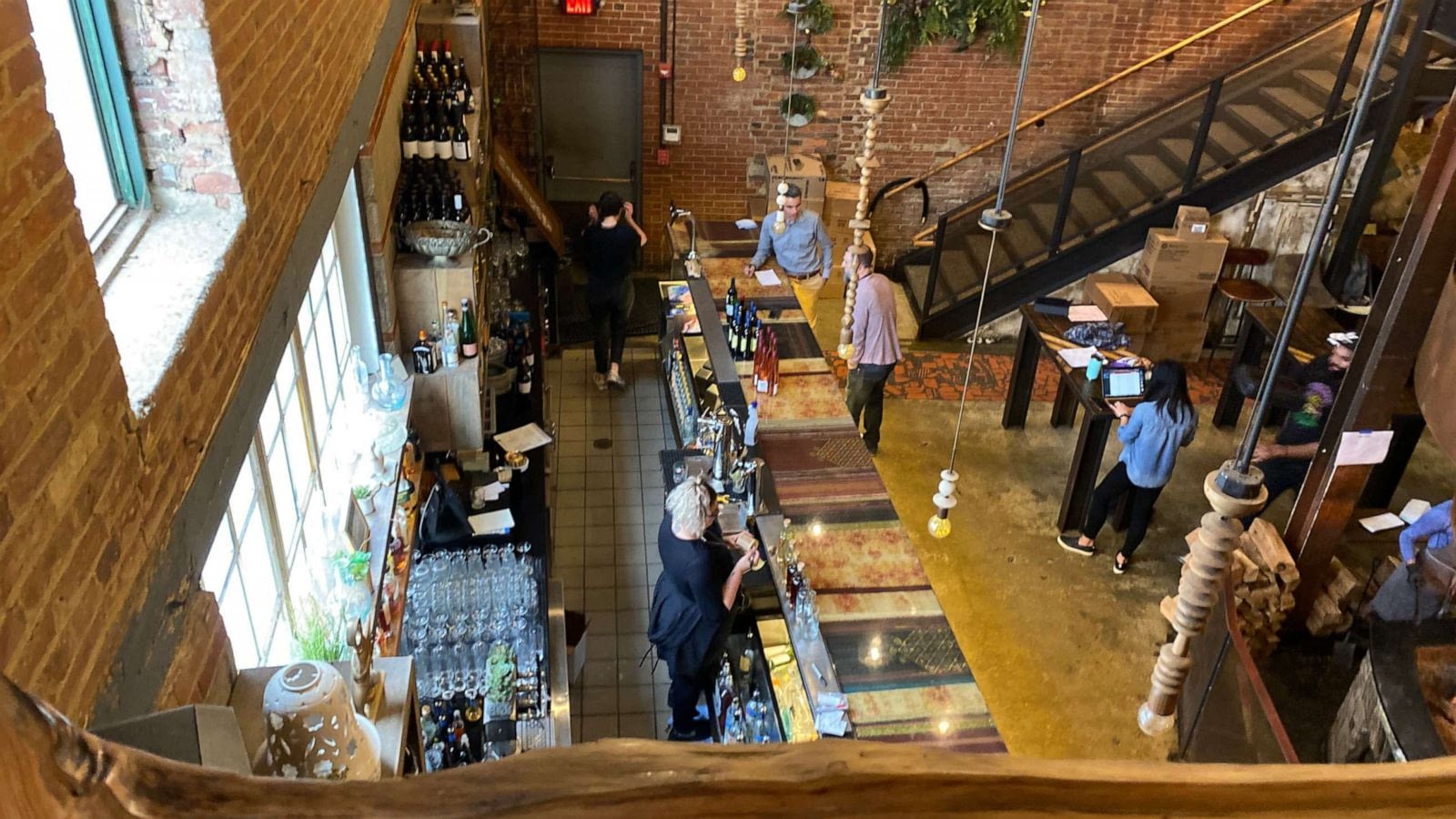 Overhead View of Restaurant Bar & Dining Room