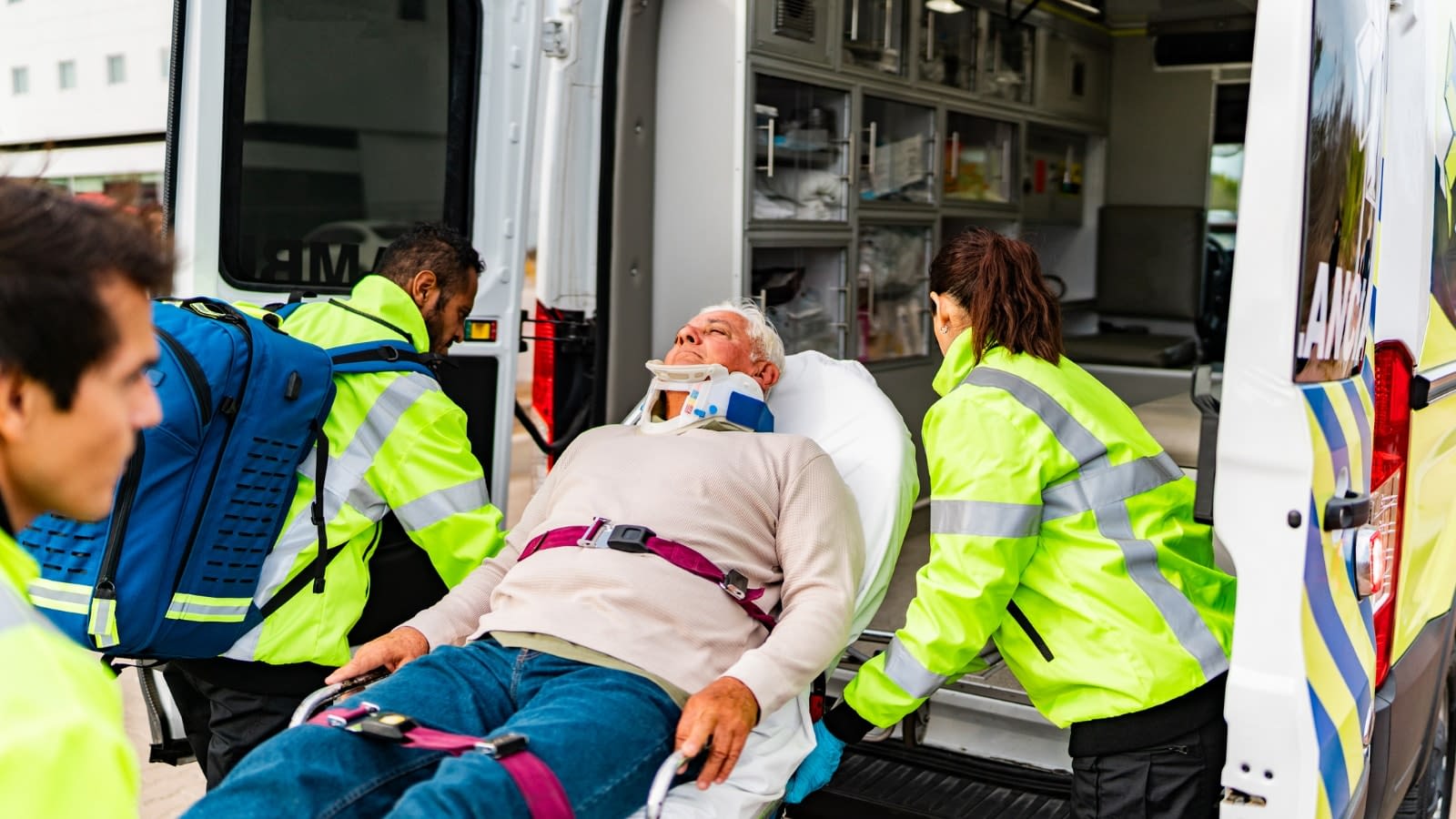 Jan 6 blog senior man being taken into ambulance