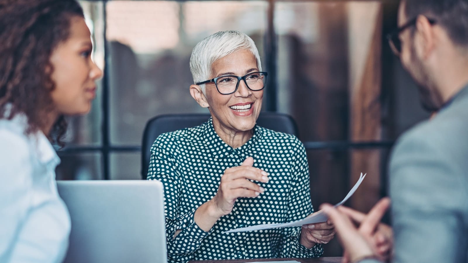 Business partners working together Senior businesswoman at meeting