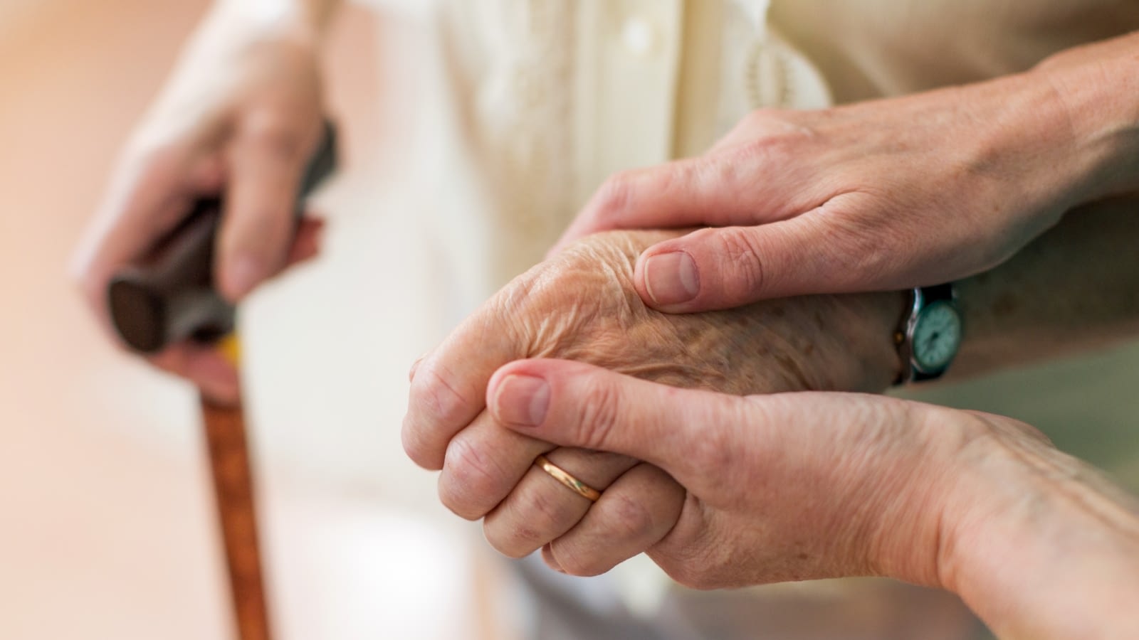 person holding an elder's hand