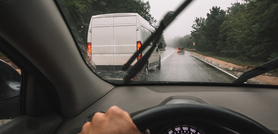 Rainy Windshield on the Highway