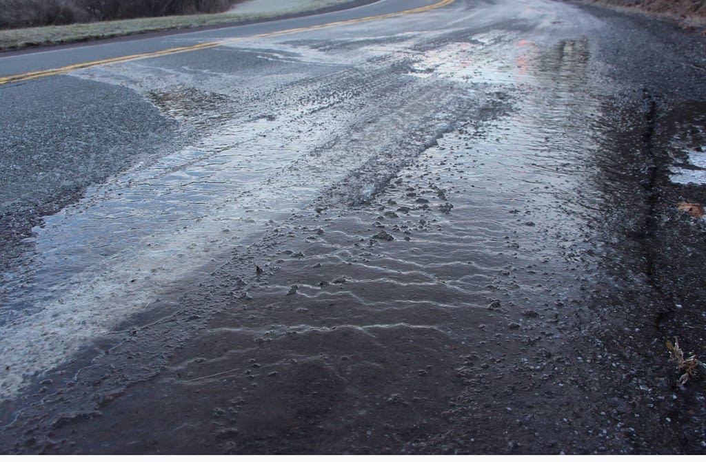 Black ice on road