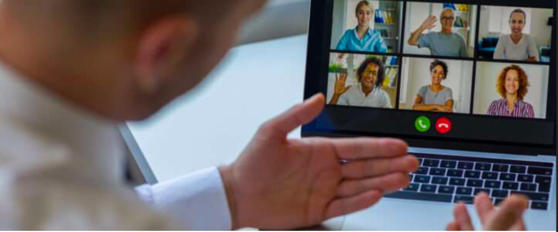 man talking via internet video call