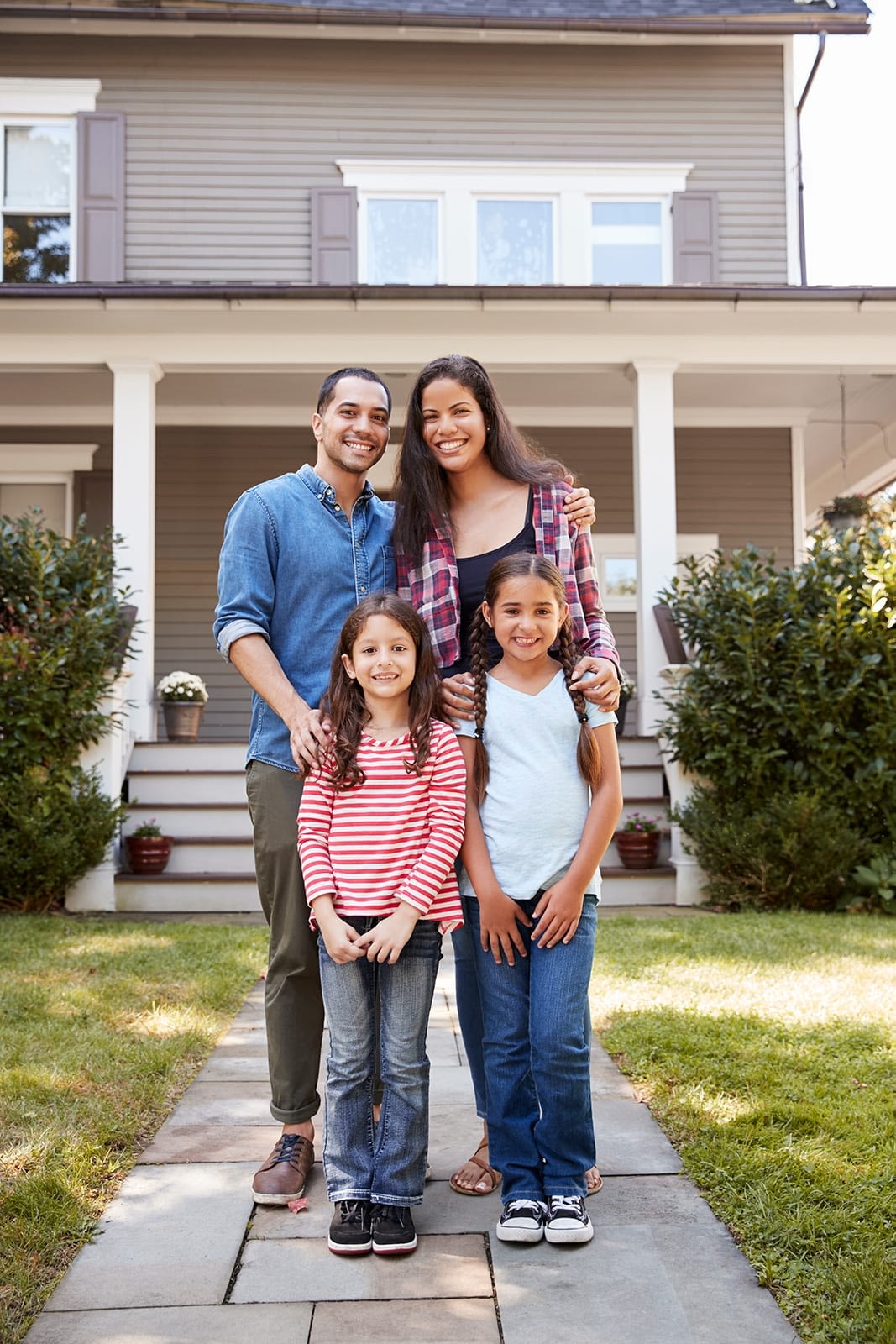 family-outside-home