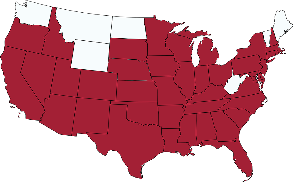 Map of licensed states