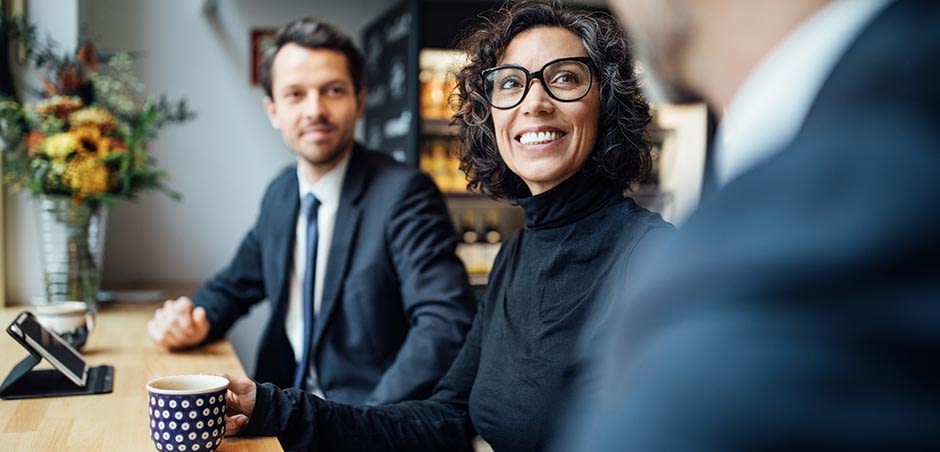 Happy Woman Looking At Man