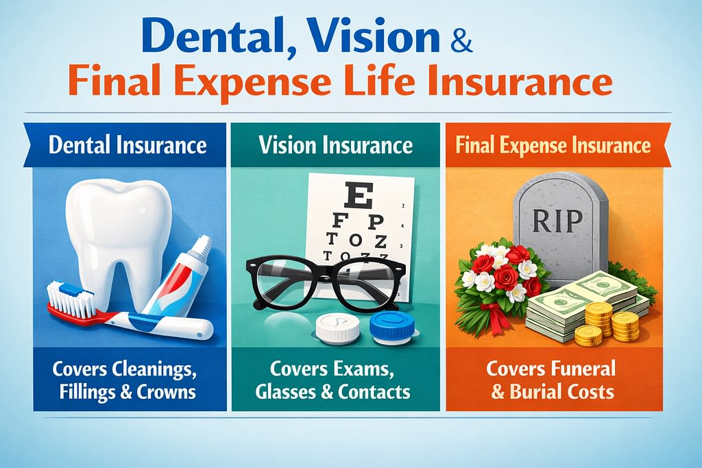 Free agent broker help with joining a Dental Vision Final Expense Life Insurance plan in Arizona Illinois Nevada Mississippi Texas California