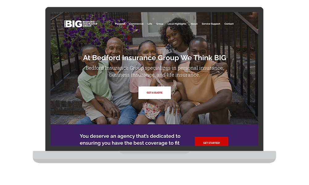 Desktop View of BrightFire Insurance Agency Website for Bedford Insurance Group