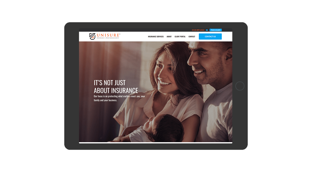 Tablet View of BrightFire Insurance Agency Website for UNISURE