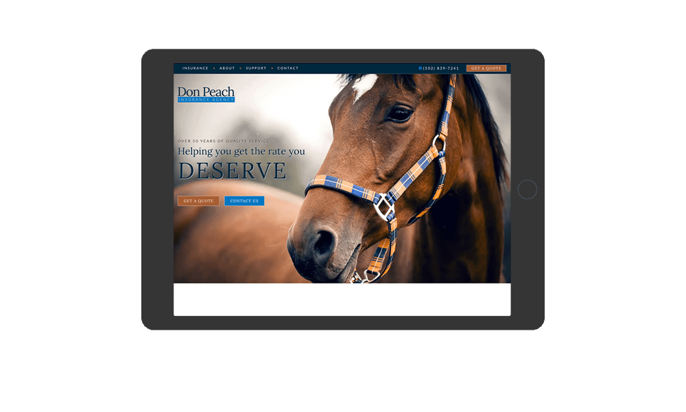 Tablet View of BrightFire Insurance Agency Website for Don Peach Insurance Agency