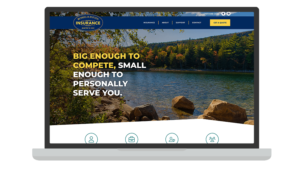 Desktop View of BrightFire Insurance Agency Website for The Russell D. Patten Insurance Agency, LLC