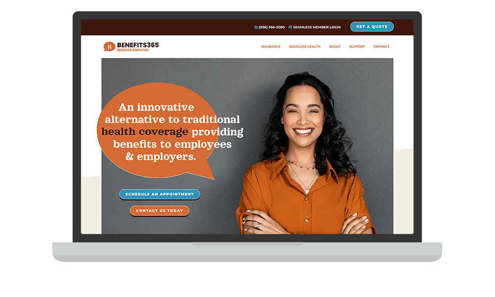 Desktop View of BrightFire Insurance Agency Website for Benefits365