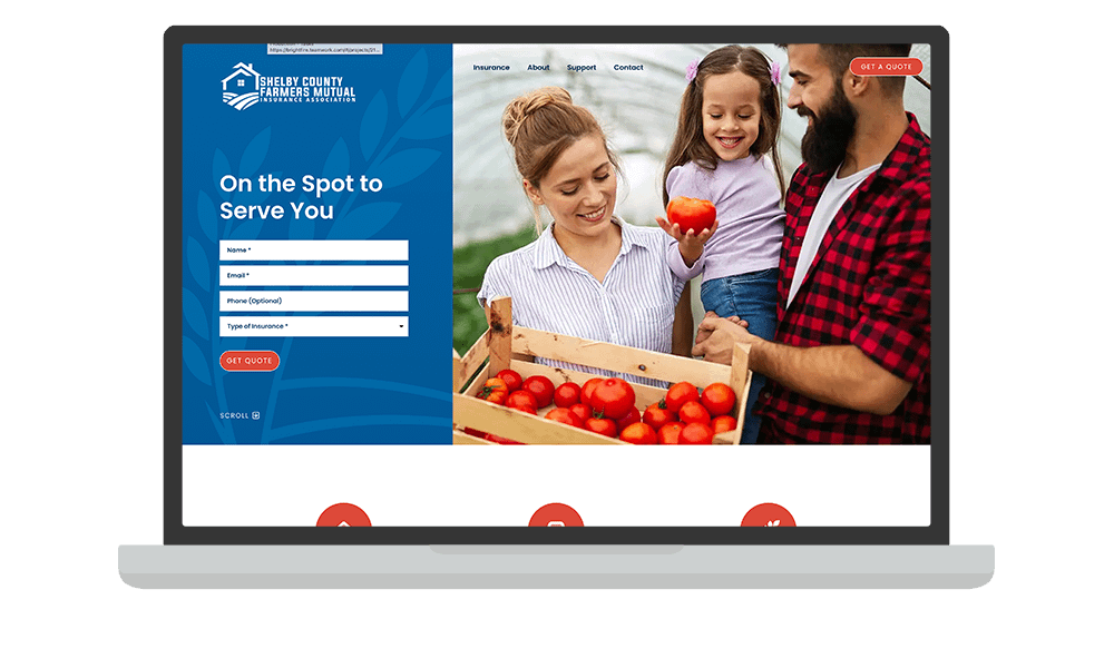 Desktop View of BrightFire Insurance Agency Website for Shelby County Farmers Mutual Insurance Association